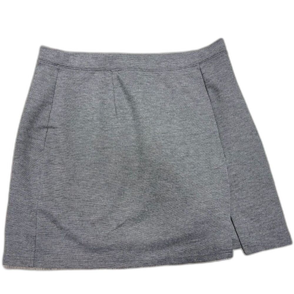 Express Mini Skirt L Charcoal Gray Bodycon Front Slit Preppy Y2K Coquette Flirty